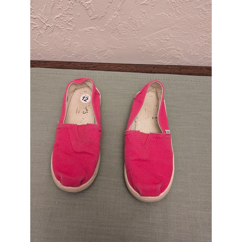 TOMS Kids Classic Alpargata Pink Canvas Slip On Shoes Size 12 Kids